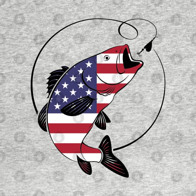 4th of July Fishing American Flag by Studio Hues